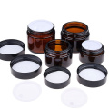 Eco friendly Amber 10ml 30ml 50ml glass cosmetics containers jars and packaging